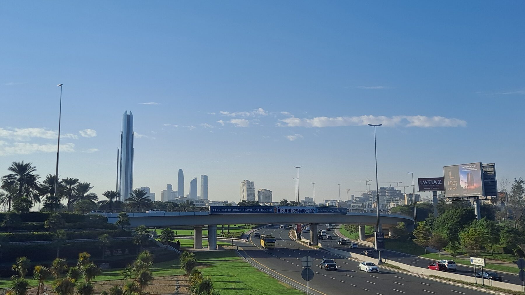An arterial road and towers in Dubai