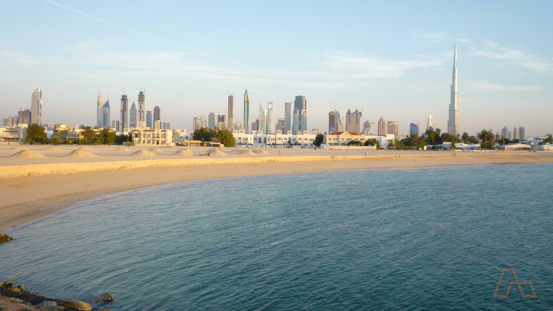 Dubai's skyline from the beach