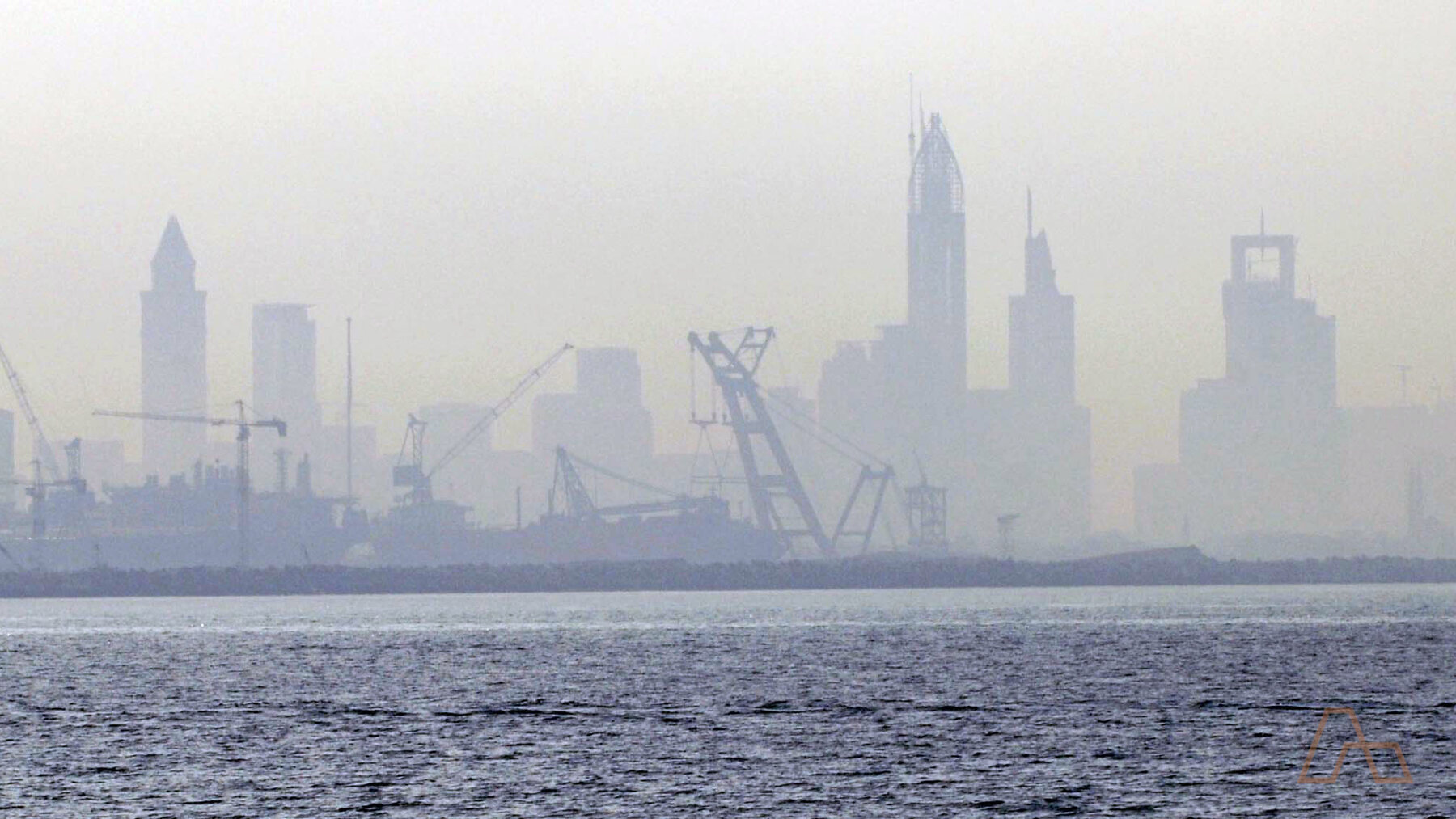 The Dubai skyline in morning haze
