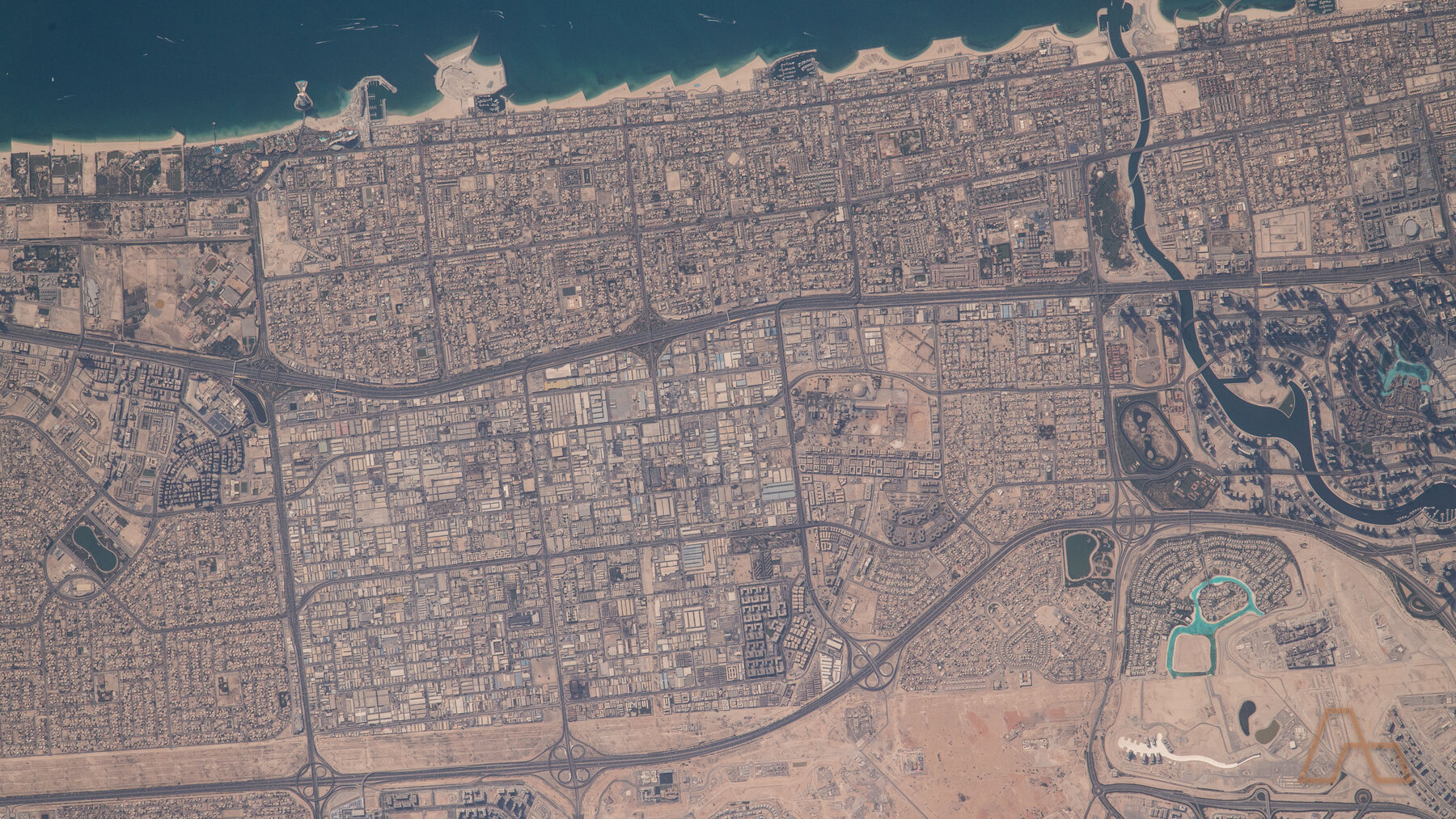 Dubai's residential grid photographed from the International Space Station