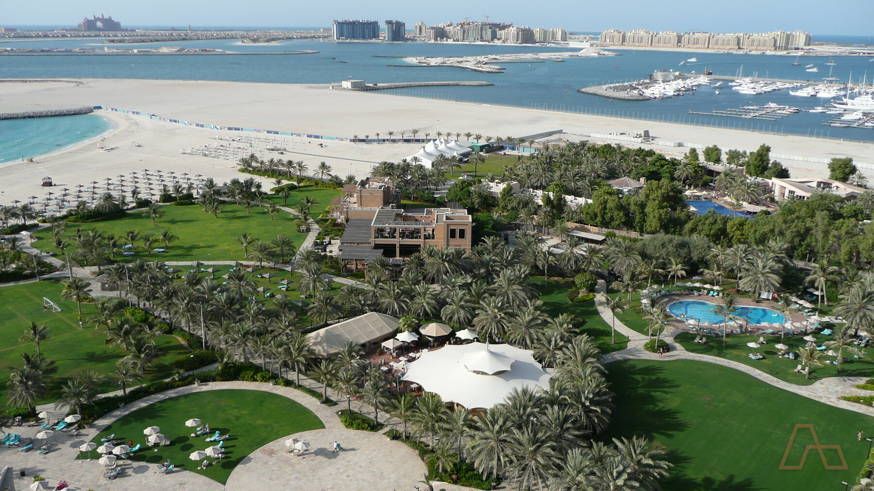 Beach gardens and the marina beyond