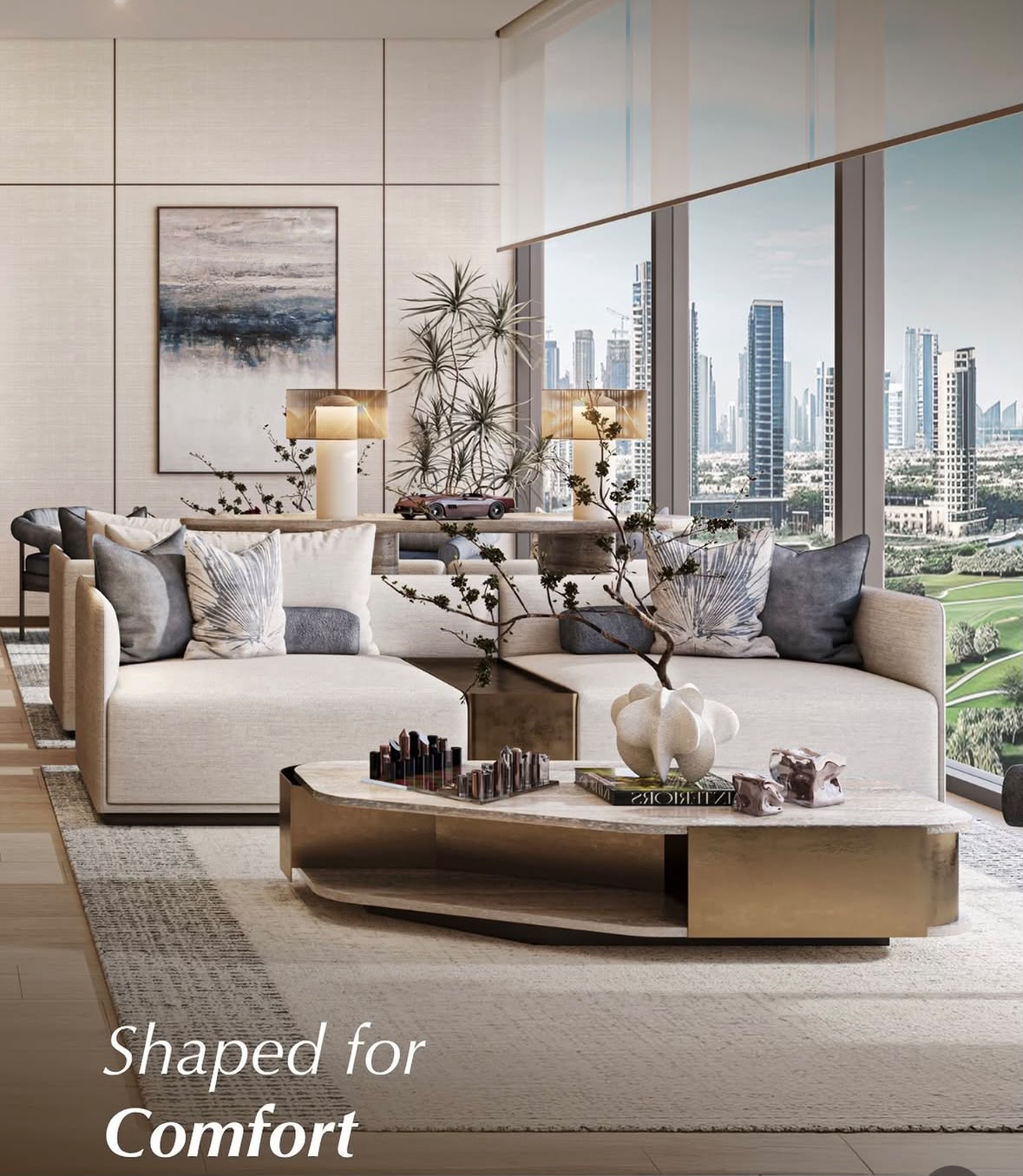 A fully furnished living room in an Imtiaz Developments apartment, Dubai