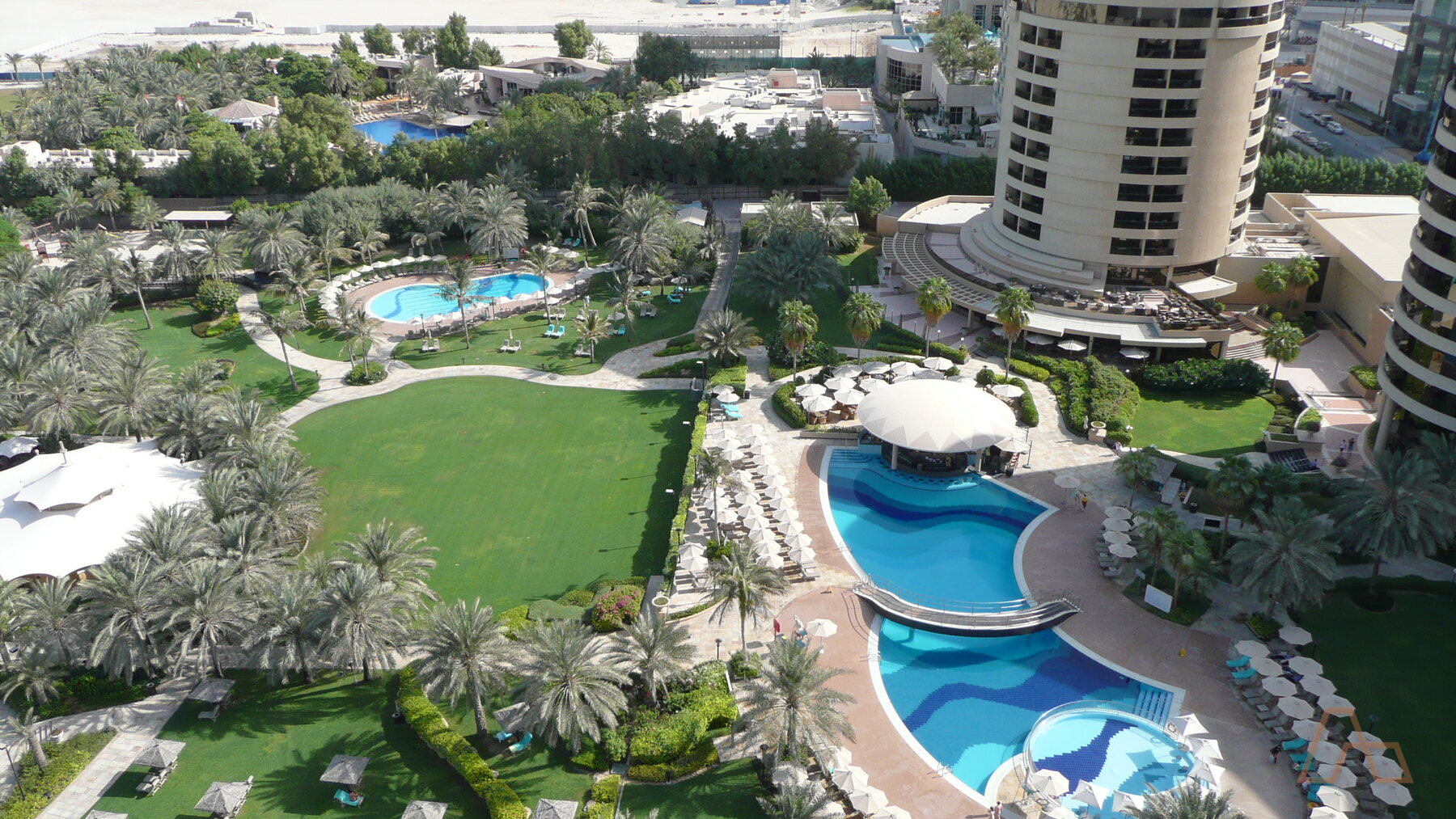Landscaped grounds at a Dubai Marina development