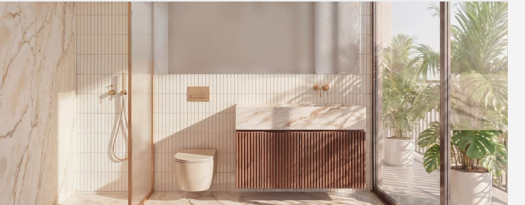 Bathroom interior at Richmond Residences, styled by John Richmond