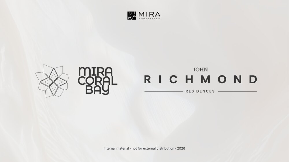 Cover page of the Richmond Residences presentation, showing the Mira Coral Bay and John Richmond Residences logos